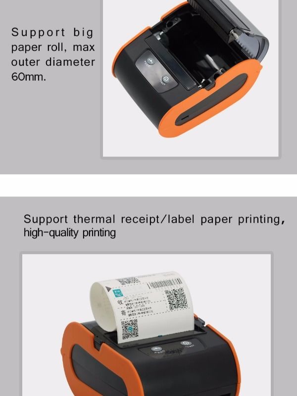 Thermal Printer Label Receipt Printer 80mm Portable Mini Mobile Printer Bluetooth Label Maker Support POS Android IOS