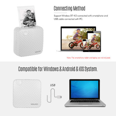 Printer Portable Bluetooth 4.0 Printer Photo Thermal Printer Phone Wireless Connection Printer 1200mAh Battery