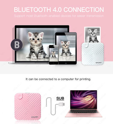 Printer Portable Bluetooth 4.0 Printer Photo Thermal Printer Phone Wireless Connection Printer 1200mAh Battery