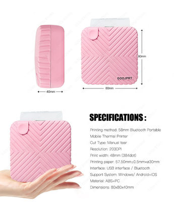 Printer Portable Bluetooth 4.0 Printer Photo Thermal Printer Phone Wireless Connection Printer 1200mAh Battery