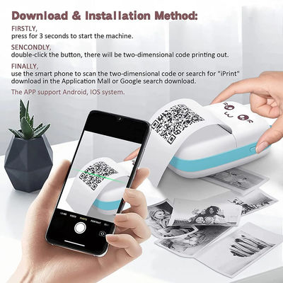 Printer Portable Bluetooth 4.0 Printer Photo Thermal Printer Phone Wireless Connection Printer 1200mAh Battery