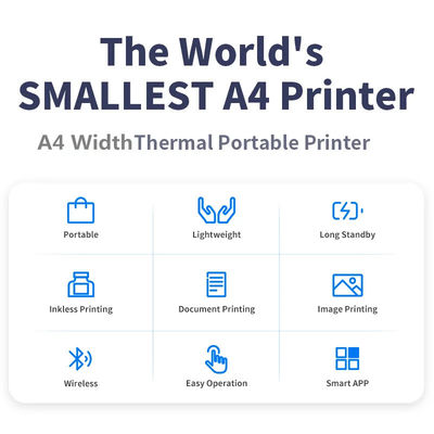 Portable Mini A4 Thermal Printer No Ink Printing for Phone PC Tattoo Transfer Stencil Maker with Thermal Rolls Folded Paper