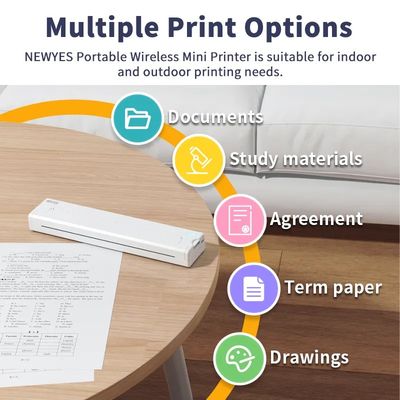 Portable Mini A4 Thermal Printer No Ink Printing for Phone PC Tattoo Transfer Stencil Maker with Thermal Rolls Folded Paper