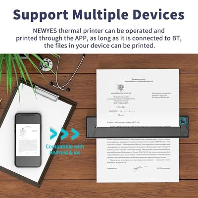 Portable Mini A4 Thermal Printer No Ink Printing for Phone PC Tattoo Transfer Stencil Maker with Thermal Rolls Folded Paper