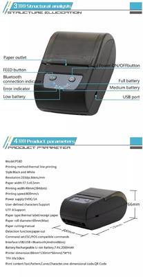 Portable 58mm Thermal Bluetooth Label Printer Barcod printer receipt printer with android ios have app